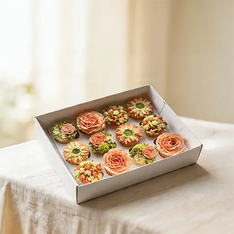 Låda med blomster-cupcakes Halmstad